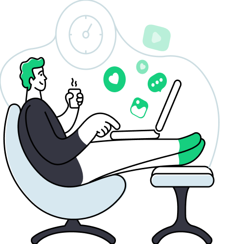 Illustration of a focused digital study space